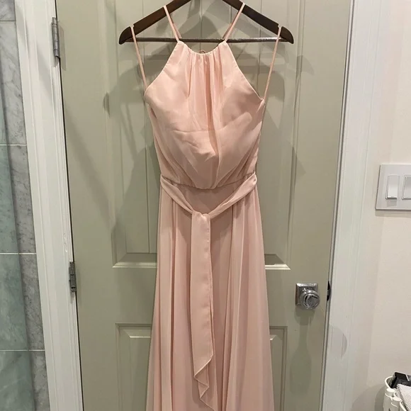 amsale blush bridesmaid dress Callista  Amsale